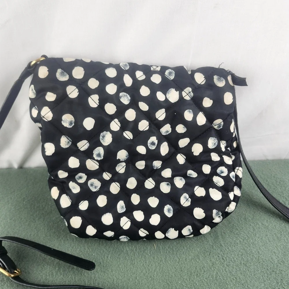 Marc By Marc Jacobs Natasha Nylon Quilted Crossbody Bag Purse Black White Dot